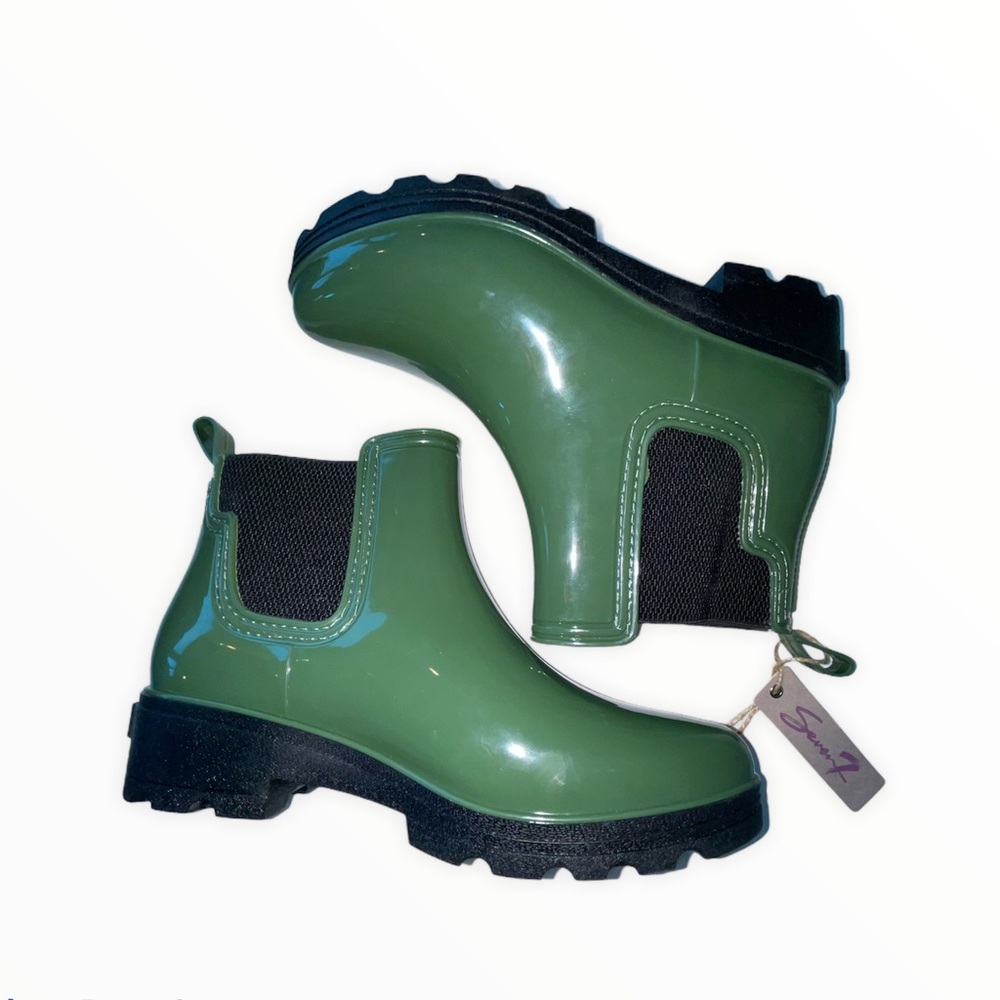 Sage Green Seven For All Mankind ankle rain boots